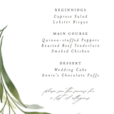 "Orchard" - Menus in Laurel Bough by Erin L. Wilson - Detail