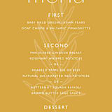 "goldfinch" - Menus in Sunshine by Lindsay Stetson Thompson - Detail