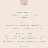 "Sunset Beach" - Menus in Sand by Owl and Toad - Detail