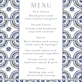"watercolor tile" - Menus in Cobalt by Katharine Watson - Detail