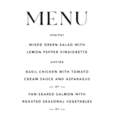 "dance moves" - Menus in Tuxedo by Angela Garrick - Detail