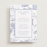 "Coastal Toile" - Menu Signs in Periwinkle by Jenna Holcomb - Front