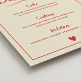 "Big Heart Wedding" - Menu Signs in Cherry by Ani Somi - Detail