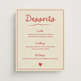 "Big Heart Wedding" - Menu Signs in Cherry by Ani Somi - Front