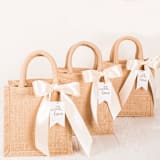"SMALL Jute Bags 10 Pack" - Favor Bags in natural by Veronica Esquino