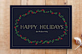 "Elegant Holly Frame" - Cards in Navy Blue by Brittany Morse - Front