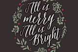 "All is Merry All is Bright" - Cards in Dark Gray by Gray Star Design - Close-Up