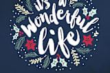 "It's A Wonderful Life Wreath " - Cards in Holiday Navy by Christie Kelly - Close-Up