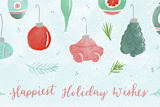 "Vintage Glass Ornaments" - Cards in Light Blue by Megan Kelso - Close-Up
