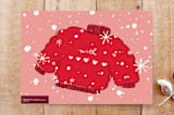 "ugly Christmas sweater red and pink" - Cards in santa red by Jeje - Back