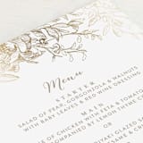 "Engraved Flowers" - Foil-Pressed Menus in Gold by Phrosné Barwood - Detail