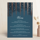 "Strands Of Lights" - Foil-Pressed Menus in Navy by Hooray Creative - Front