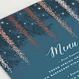 "Strands Of Lights" - Foil-Pressed Menus in Navy by Hooray Creative - Detail