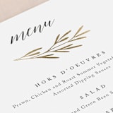 "Gilded Leaves" - Foil-Pressed Menus in Classic White by Kelly Schmidt - Detail