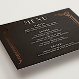 "Geometric Deco" - Foil-Pressed Menus in Midnight by GeekInk Design - Detail