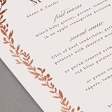 "Autumnal Arch" - Foil-Pressed Menus in Blush by Hooray Creative - Detail