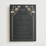 "Nouveau flowers" - Foil-Pressed Menus in Navy by Ana de Sousa - Front