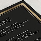 "Formal" - Foil-Pressed Menus in Onyx by Jessica Williams - Detail