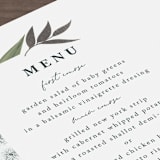 "Soft Greenery" - Foil-Pressed Menus in Twilight by Susan Moyal - Detail