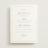 "Regent" - Foil-Pressed Menus in Opal by Robert and Stella - Front