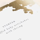 "far and away" - Foil-Pressed Menus in Lily by Design Lotus - Detail