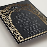 "Mirror" - Foil-Pressed Menus in Onyx by Ana de Sousa - Detail