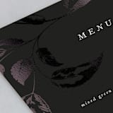 "Halcyon" - Foil-Pressed Menus in Tuxedo by Leah Bisch - Detail