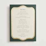 "Frame" - Foil-Pressed Menus in Emerald by Jen Owens - Front