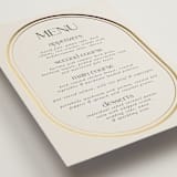 "oval" - Foil-Pressed Menus in Sandstone by Lori Wemple - Detail