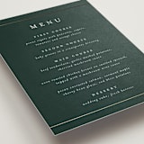 "Style and grace" - Foil-Pressed Menus in Forest by Stacey Meacham - Detail