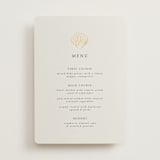 "Simple Seashell" - Foil-Pressed Menus in Sand by Hannah Bowman - Front
