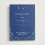 "Pomegranate Floral Frame" - Foil-Pressed Menus in Royal by Nam Bourassa - Front