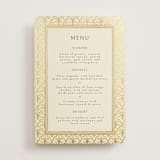 "Aatreya" - Foil-Pressed Menus in Marigold by Pati Cascino - Front