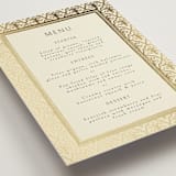 "Aatreya" - Foil-Pressed Menus in Marigold by Pati Cascino - Detail