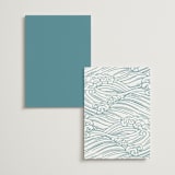 "waves" - Foil-Pressed Menus in Aqua by Jessie Steury - Back of Card Options