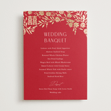 "Garden Vines" - Foil-Pressed Menus in Ruby by Yaling Hou Suzuki - Front