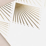 "Deco Fan Border" - Foil-Pressed Menus in Classic White by Kelly Schmidt - Detail