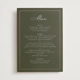 "refined" - Foil-Pressed Menus in Deep Olive by Nicole Walsh - Front