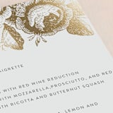 "Beloved" - Foil-Pressed Menus in Mist by Design Lotus - Detail