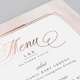"Forever Elegant" - Foil-Pressed Menus in Mauve by Hooray Creative - Detail