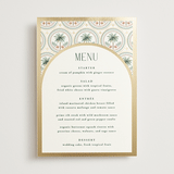 "Vintage Palms" - Foil-Pressed Menus in Sand by Maria Alou - Front