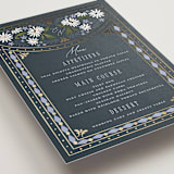 "Sadie" - Foil-Pressed Menus in Periwinkle by Erin German - Detail