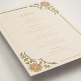 "Marigold" - Foil-Pressed Menus in Ochre by Hannah Bowman - Detail