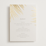 "Gilded Palm" - Foil-Pressed Menus in Sand by Melinda Denison - Front