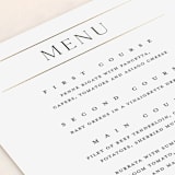 "Heard the news" - Foil-Pressed Menus in Cotton by Stacey Meacham - Detail