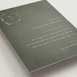 "Minimal Circle" - Foil-Pressed Menus in Moss by Kelly Schmidt - Detail