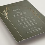 "Botanical Arches" - Foil-Pressed Menus in Moss by Kelly Schmidt - Detail