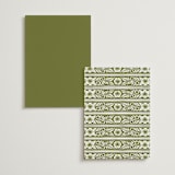 "Inlay Frame" - Foil-Pressed Menus in Avocado by Katharine Watson - Back of Card Options