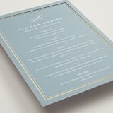 "Polished" - Foil-Pressed Menus in Powder Blue by Jennifer Postorino - Detail