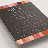 "Patchwork Border" - Foil-Pressed Menus in Fruit Punch by Morgan Kendall - Detail